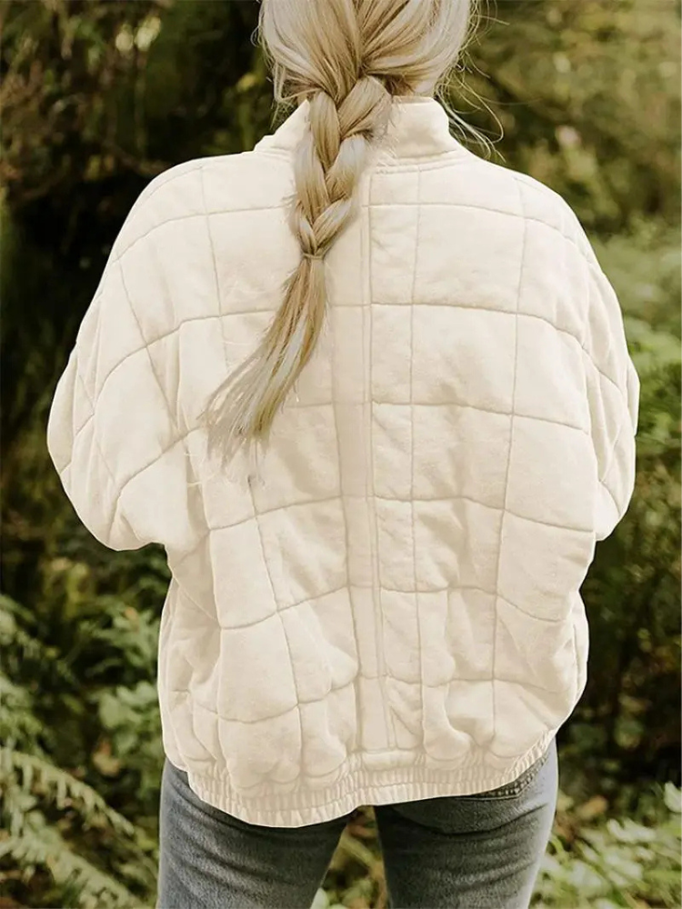Women's Quilted Coat with a High Neck and Pockets