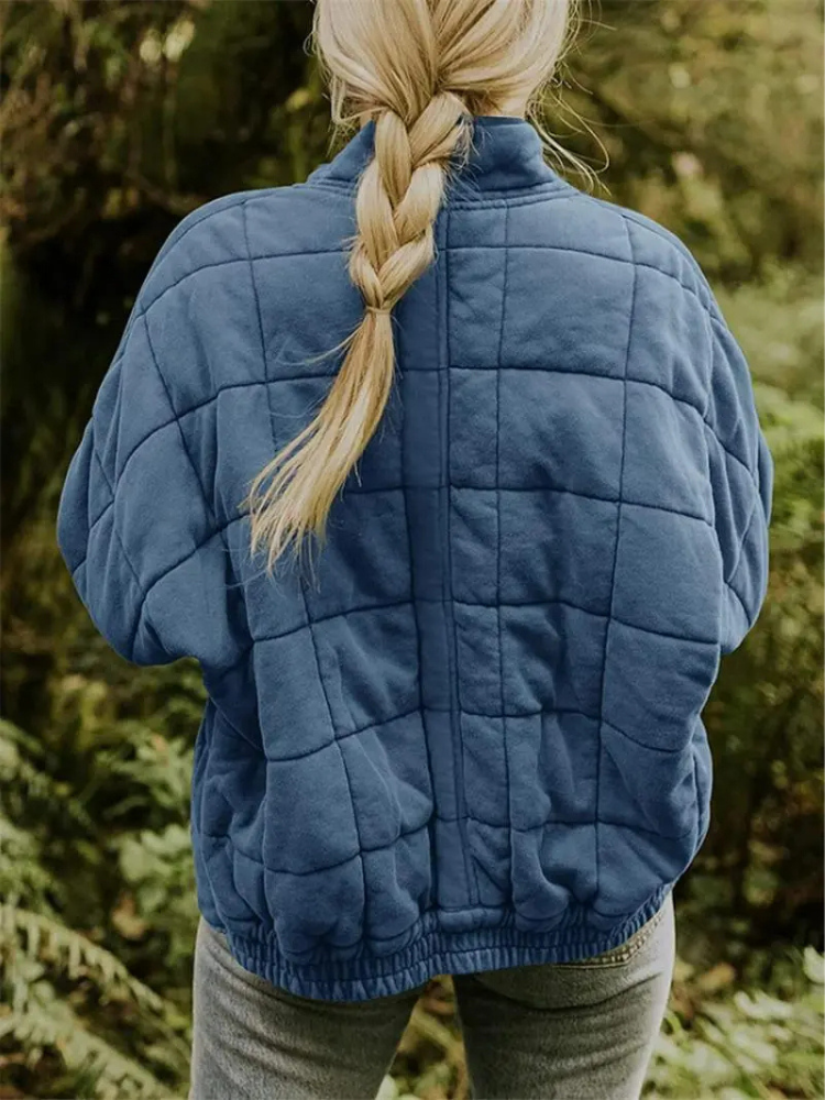 Women's Quilted Coat with a High Neck and Pockets