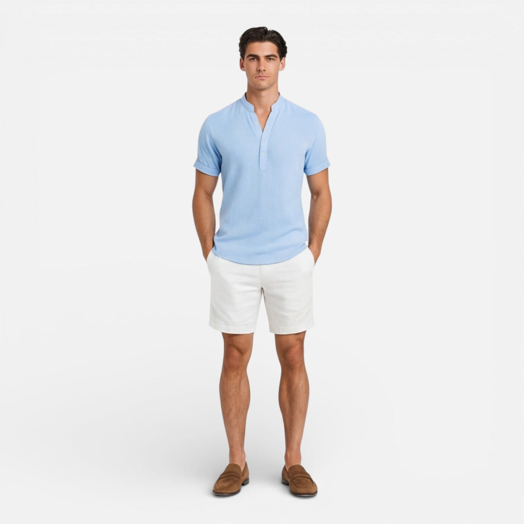 Men’s Short Sleeve Henley Shirt Slim Fit Cotton Summer Casual