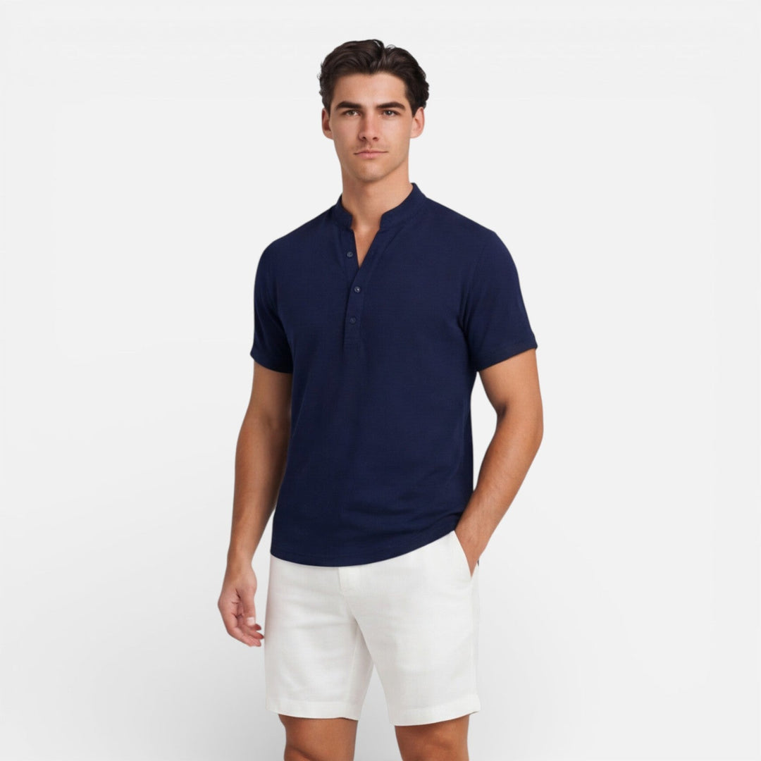Men’s Short Sleeve Henley Shirt Slim Fit Cotton Summer Casual