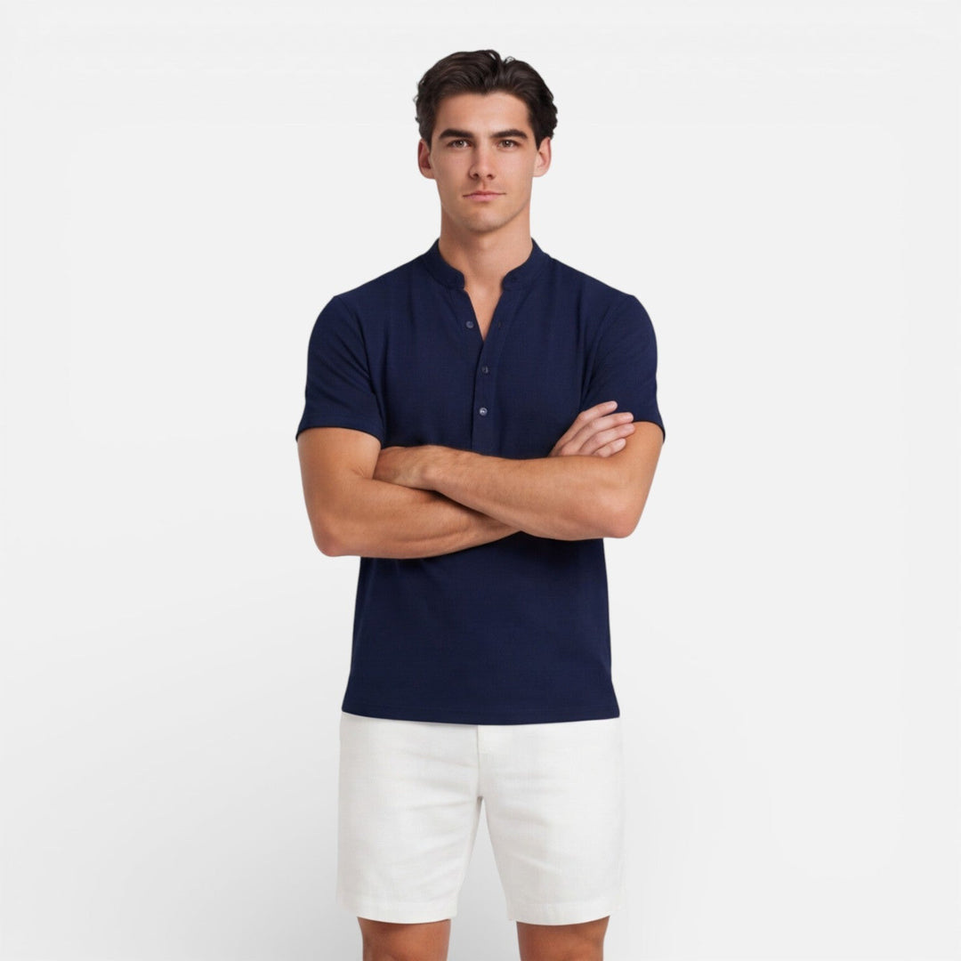 Men’s Short Sleeve Henley Shirt Slim Fit Cotton Summer Casual