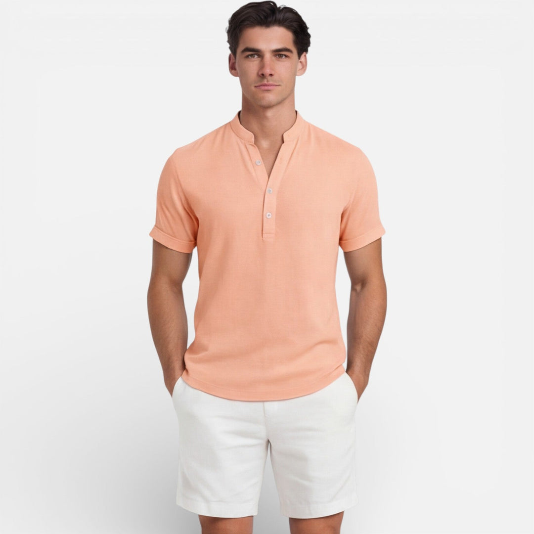 Men’s Short Sleeve Henley Shirt Slim Fit Cotton Summer Casual