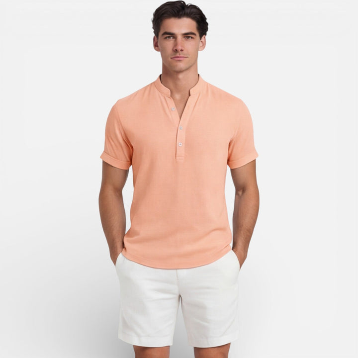 Men’s Short Sleeve Henley Shirt Slim Fit Cotton Summer Casual