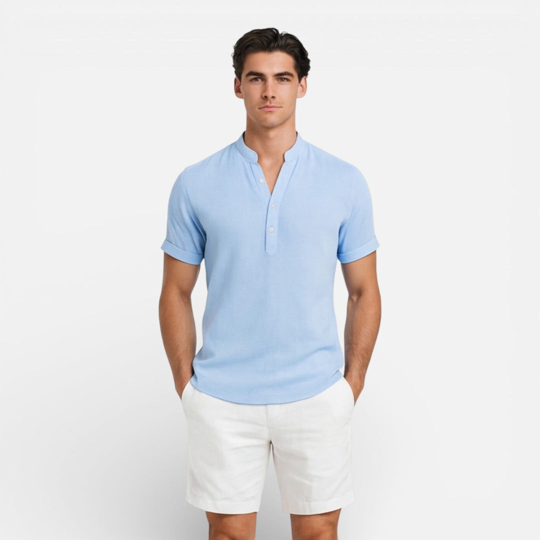 Men’s Short Sleeve Henley Shirt Slim Fit Cotton Summer Casual
