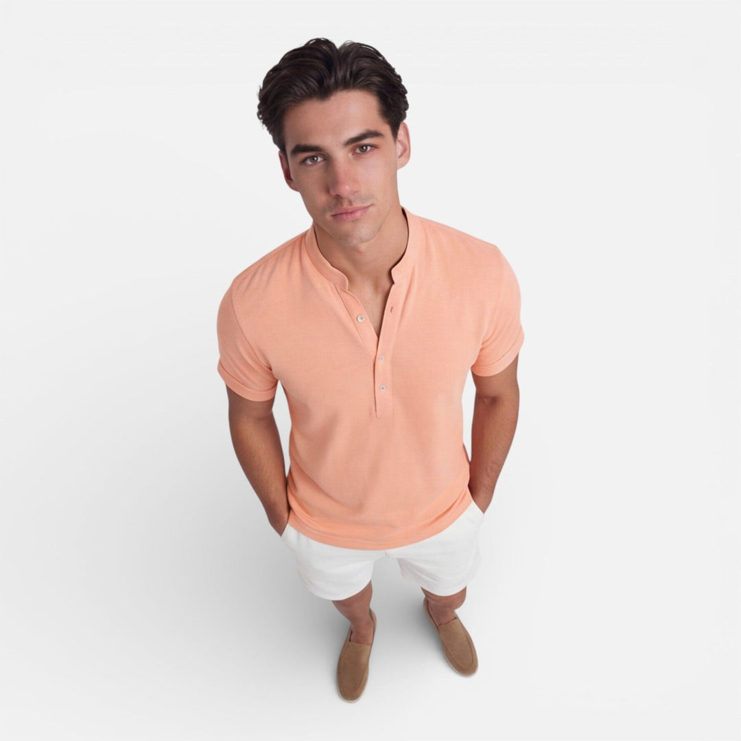 Men’s Short Sleeve Henley Shirt Slim Fit Cotton Summer Casual