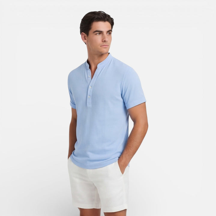 Men’s Short Sleeve Henley Shirt Slim Fit Cotton Summer Casual