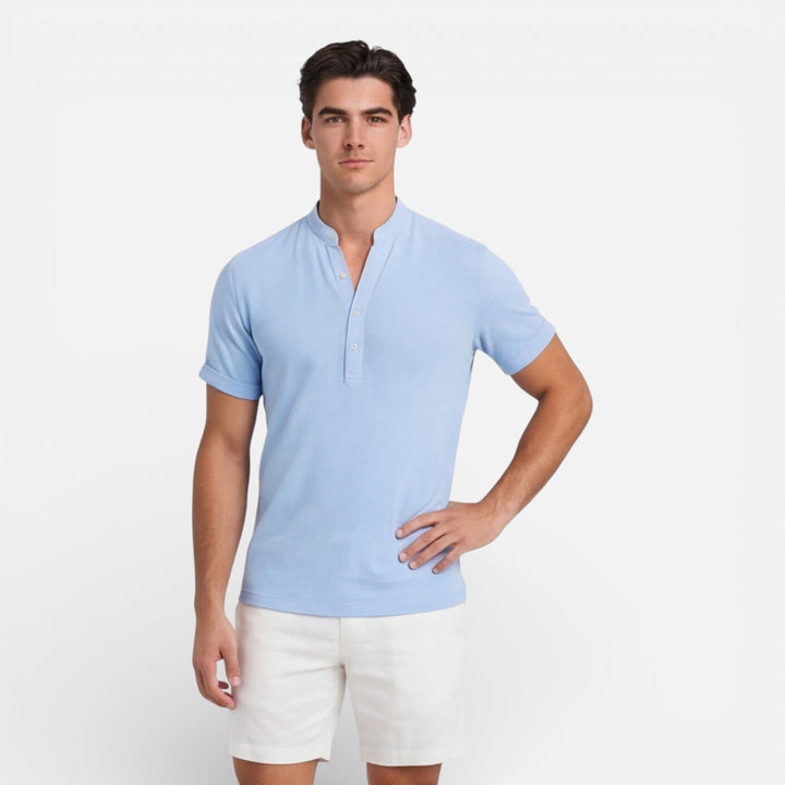 Men’s Short Sleeve Henley Shirt Slim Fit Cotton Summer Casual