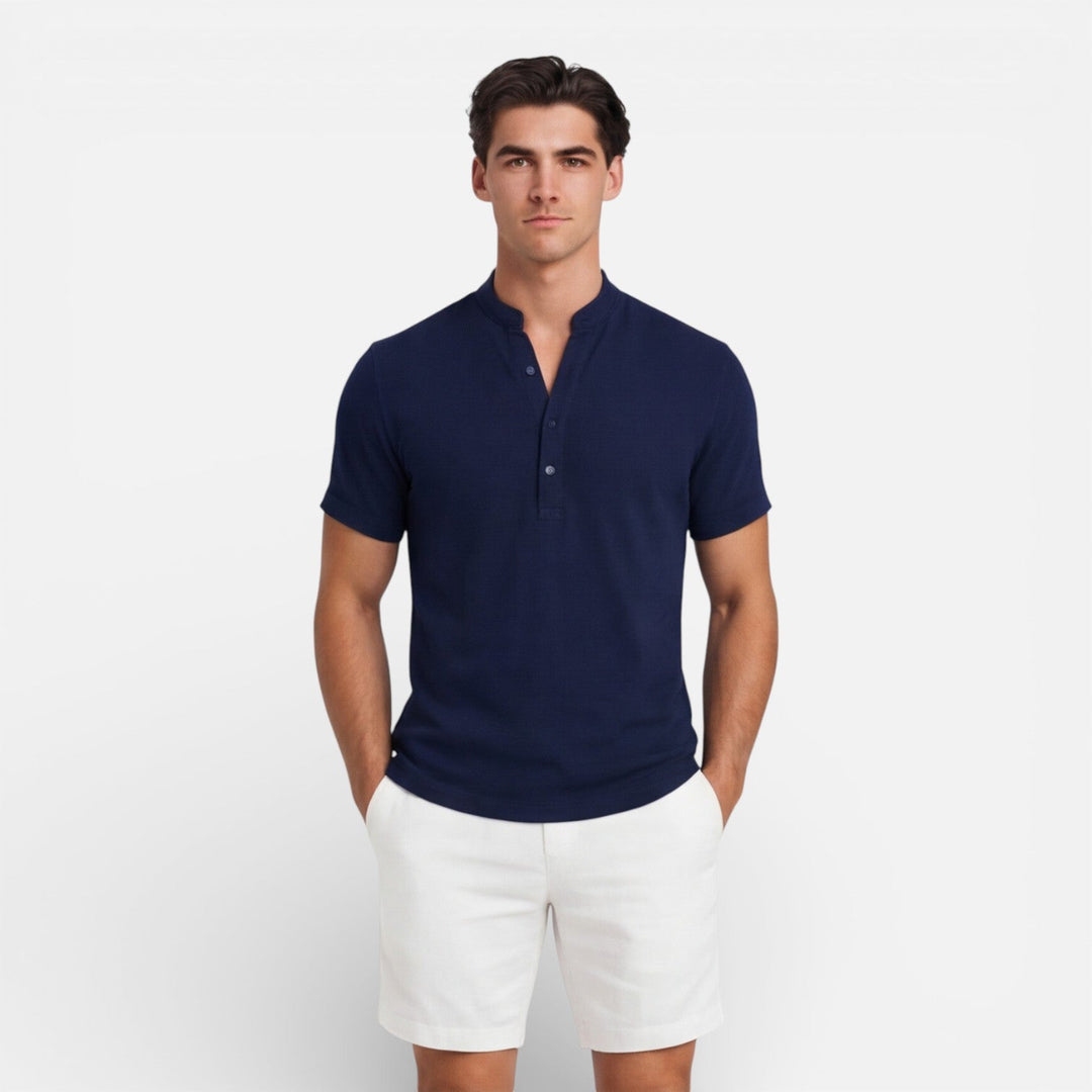Men’s Short Sleeve Henley Shirt Slim Fit Cotton Summer Casual