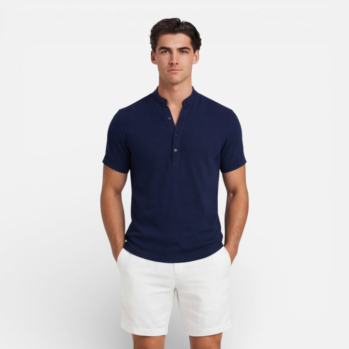 Men’s Short Sleeve Henley Shirt Slim Fit Cotton Summer Casual