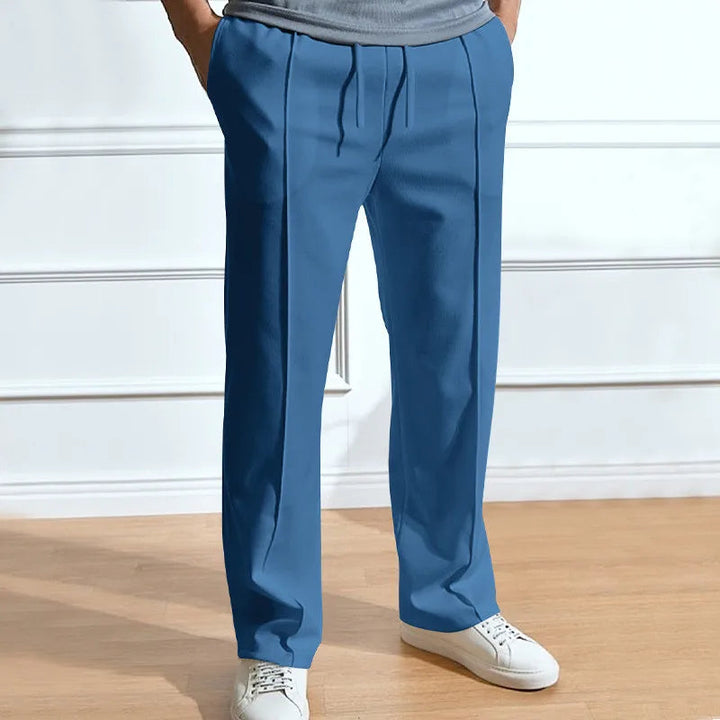 Men's Pleated Wide-Leg Trousers with Elasticated Waist