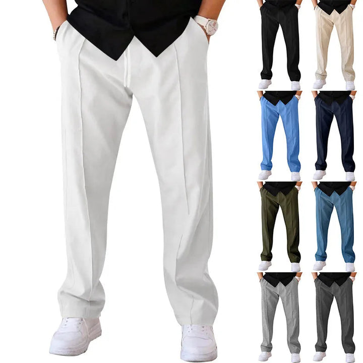 Men's Pleated Wide-Leg Trousers with Elasticated Waist
