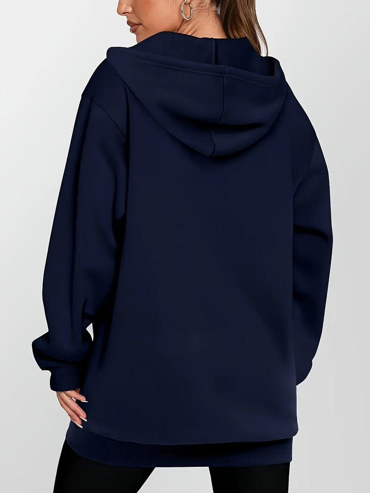 Women's Longline Hooded Jacket with Zip Front