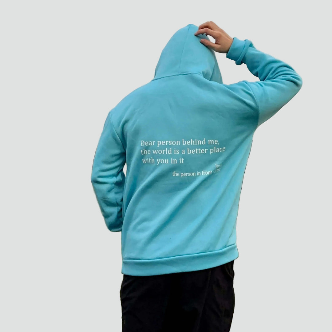 Women's Hooded Hoodie with Hood - Błękitny