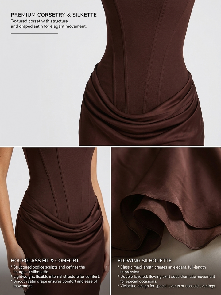 Women's Square Neck Maxi Dress with Draped Waist