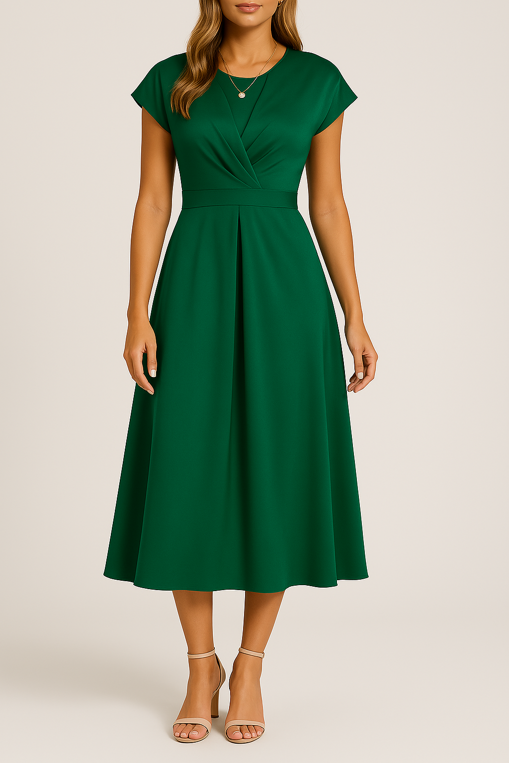 Women’s Satin Midi Party Dress Twist Front Chic Holiday Event Style