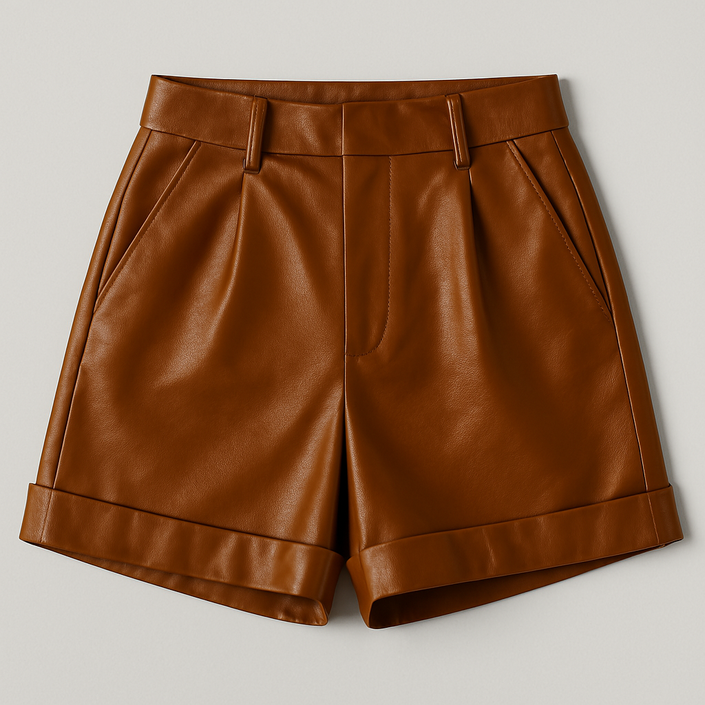 Women's High-Waisted Leather Shorts