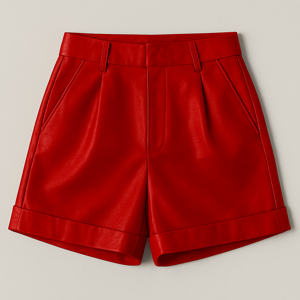 Women's High-Waisted Leather Shorts