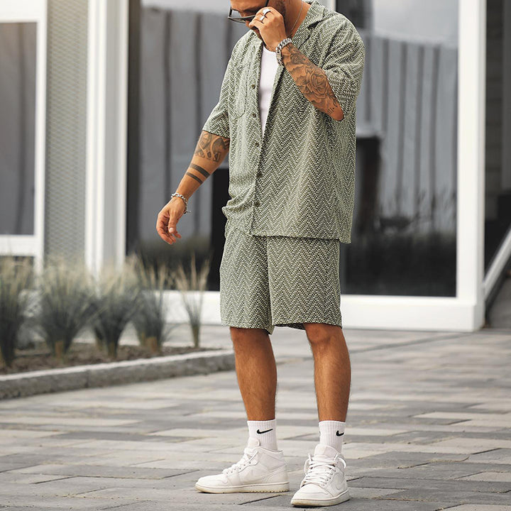 Men’s Printed Short Sleeve Shirt and Shorts Set