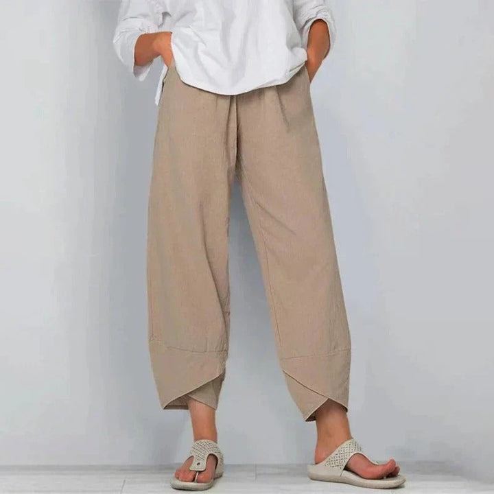 Women's Wide-Leg Trousers with an Elasticated Waist – Khaki