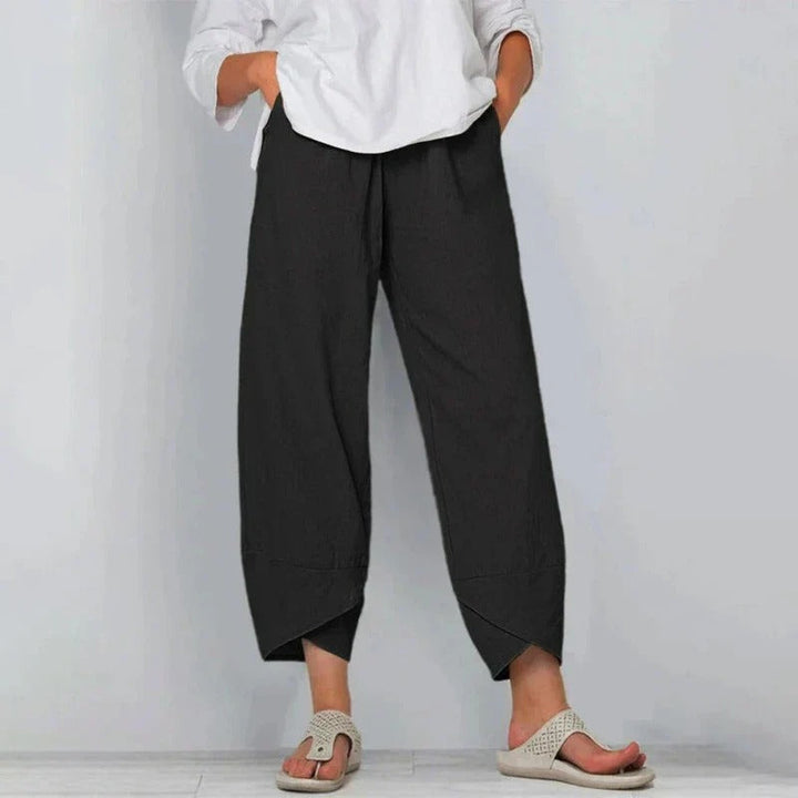 Women's Wide-Leg Trousers with an Elasticated Waist – Black