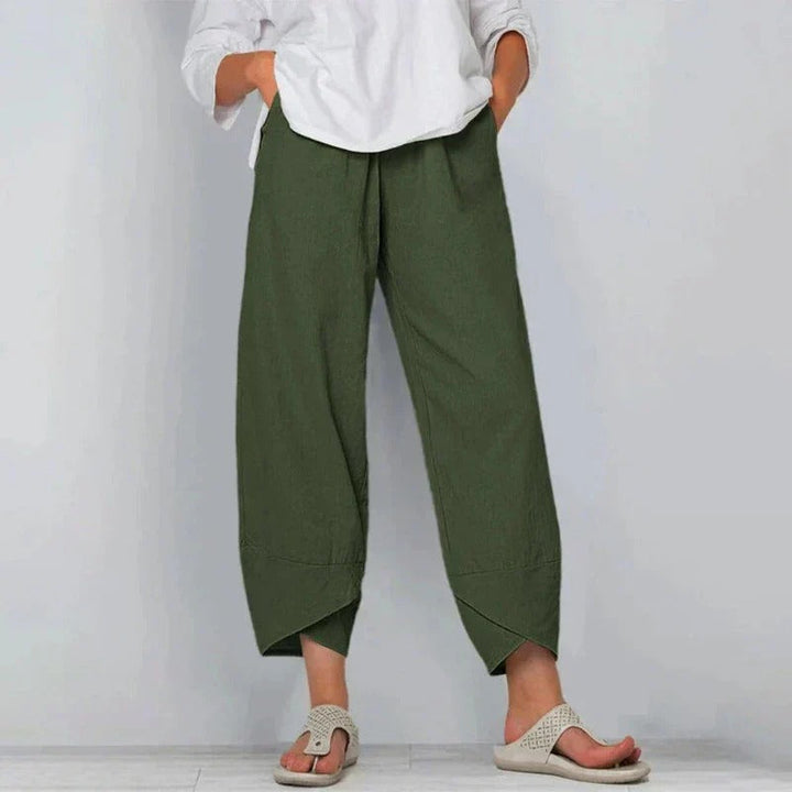 Women's Wide-Leg Trousers with an Elasticated Waist – Green