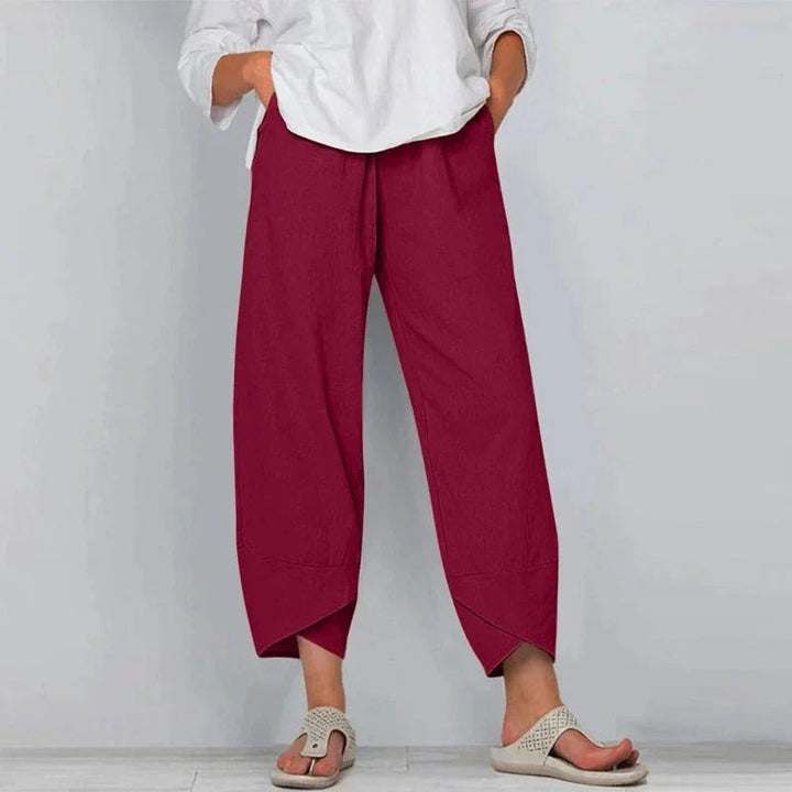 Women's Wide-Leg Trousers with an Elasticated Waist – Red