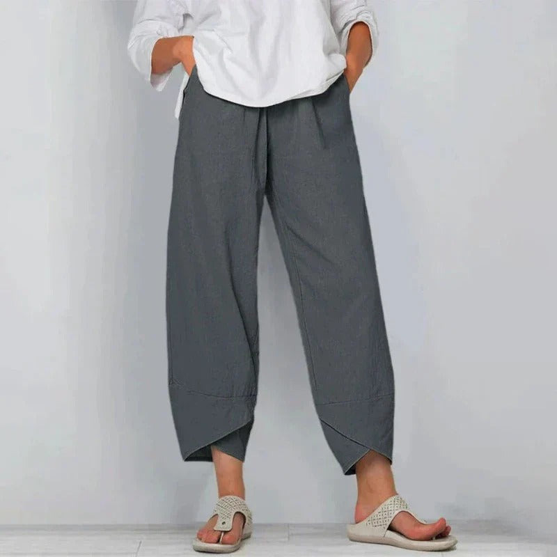 Women's Wide-Leg Trousers with an Elasticated Waist – Grey