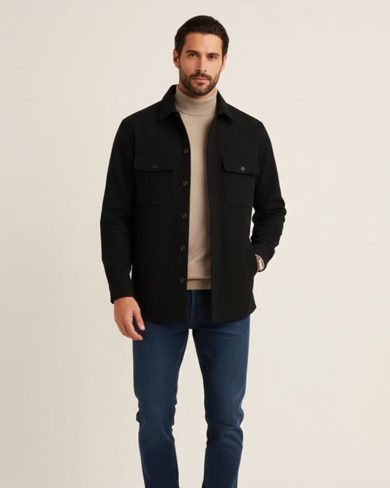 Men's Long Sleeve Overshirt with Button Front