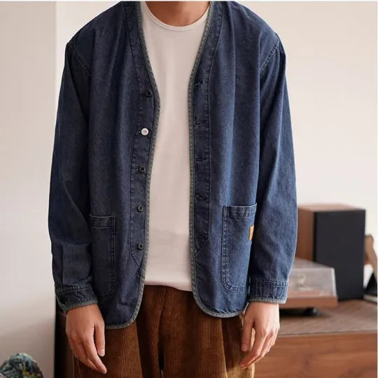 Men's Denim Overshirt with Patch Pockets