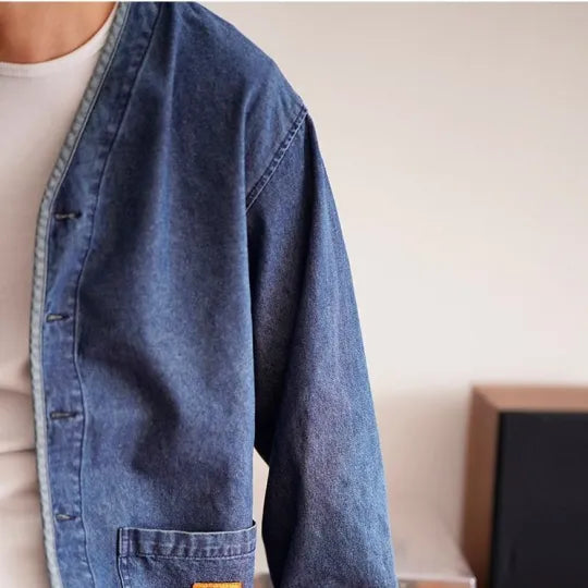 Men's Denim Overshirt with Patch Pockets
