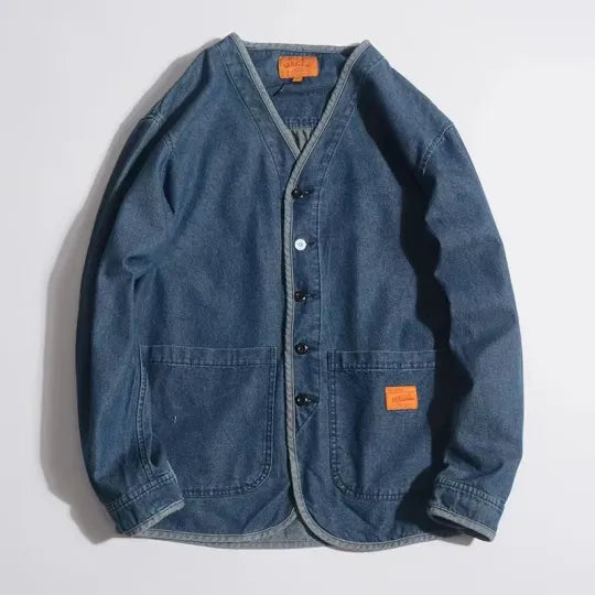 Men's Denim Overshirt with Patch Pockets