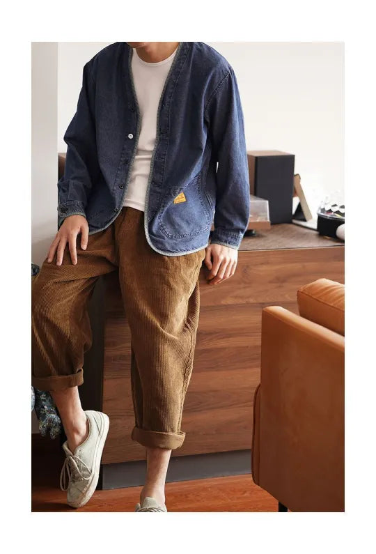 Men's Denim Overshirt with Patch Pockets