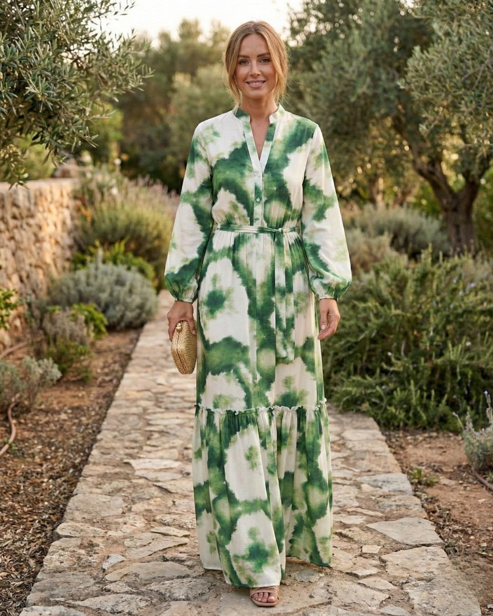 Enchanted Flow Tie-Waist Maxi Dress