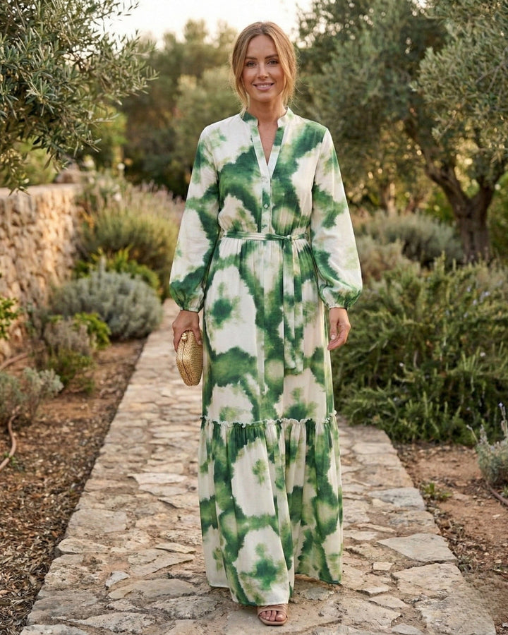 Enchanted Flow Tie-Waist Maxi Dress