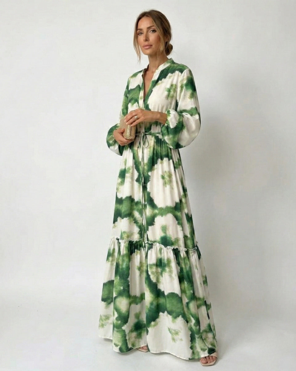 Enchanted Flow Tie-Waist Maxi Dress