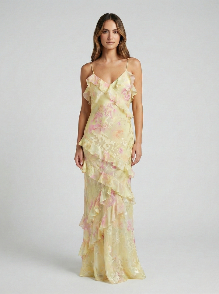 Ethereal Flow Ruffle Maxi Dress