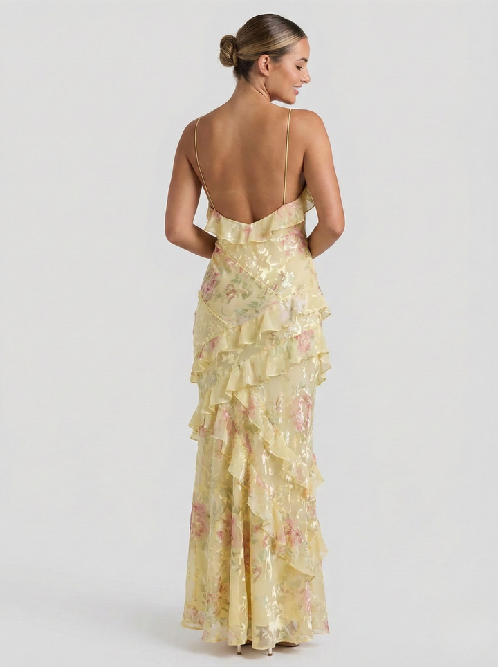 Ethereal Flow Ruffle Maxi Dress