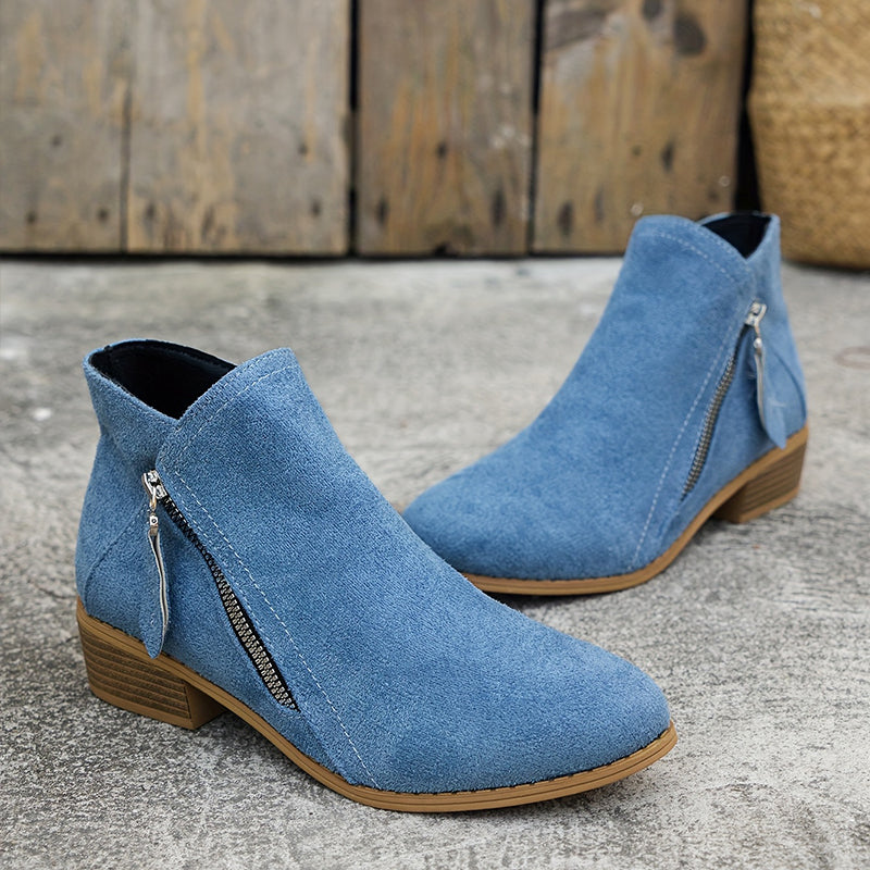 Women's Boots with Side Zip and Grip Sole