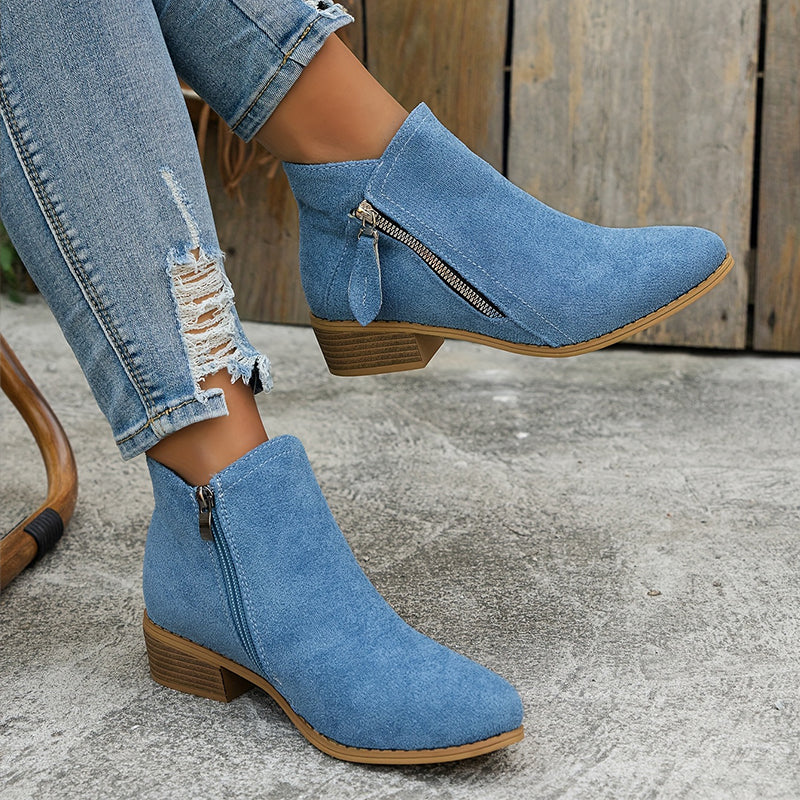 Women's Boots with Side Zip and Grip Sole