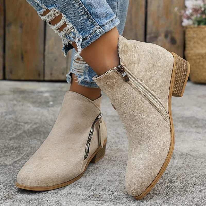 Women's Boots with Side Zip and Grip Sole