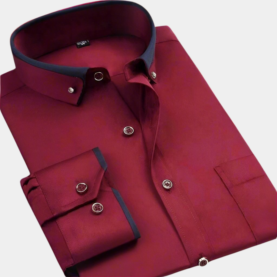 Men's Long-Sleeve Shirt with Contrast Collar