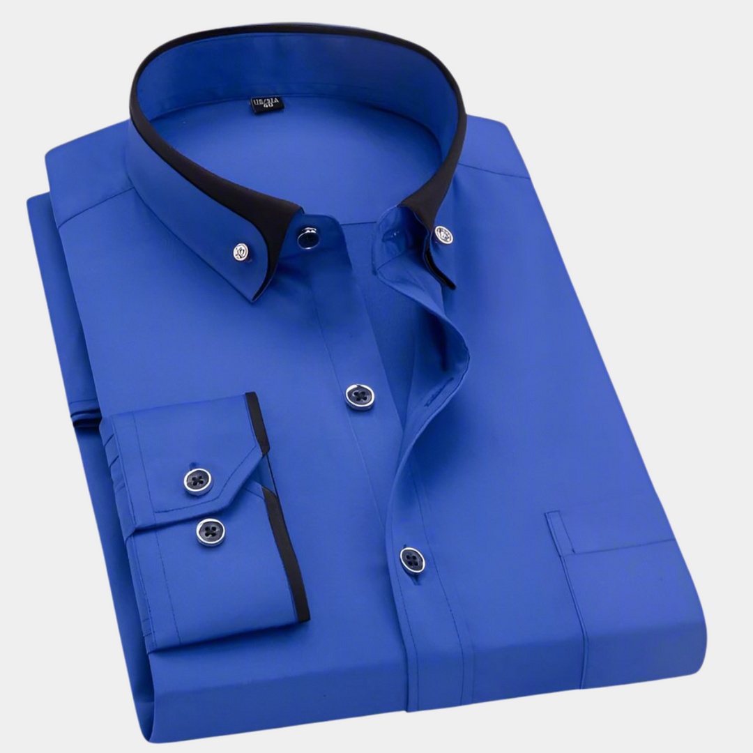 Men's Long-Sleeve Shirt with Contrast Collar