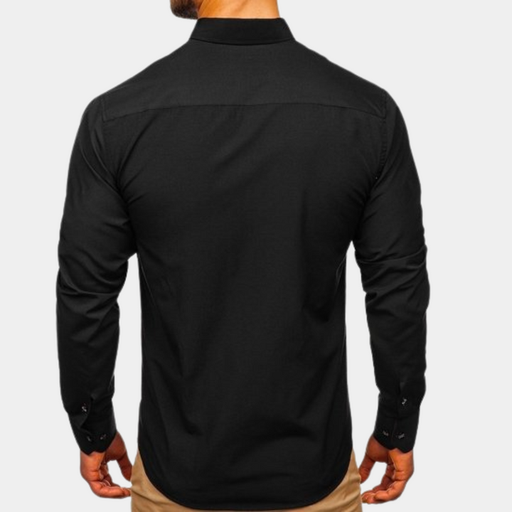 Men's Long-Sleeve Shirt with Contrast Collar