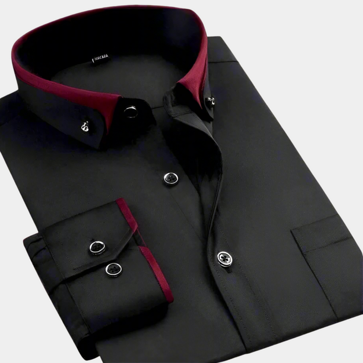Men's Long-Sleeve Shirt with Contrast Collar