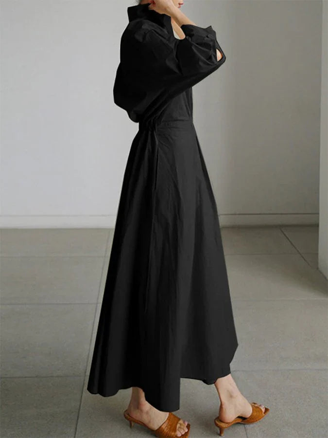 Elegant Pleated Shirt Dress