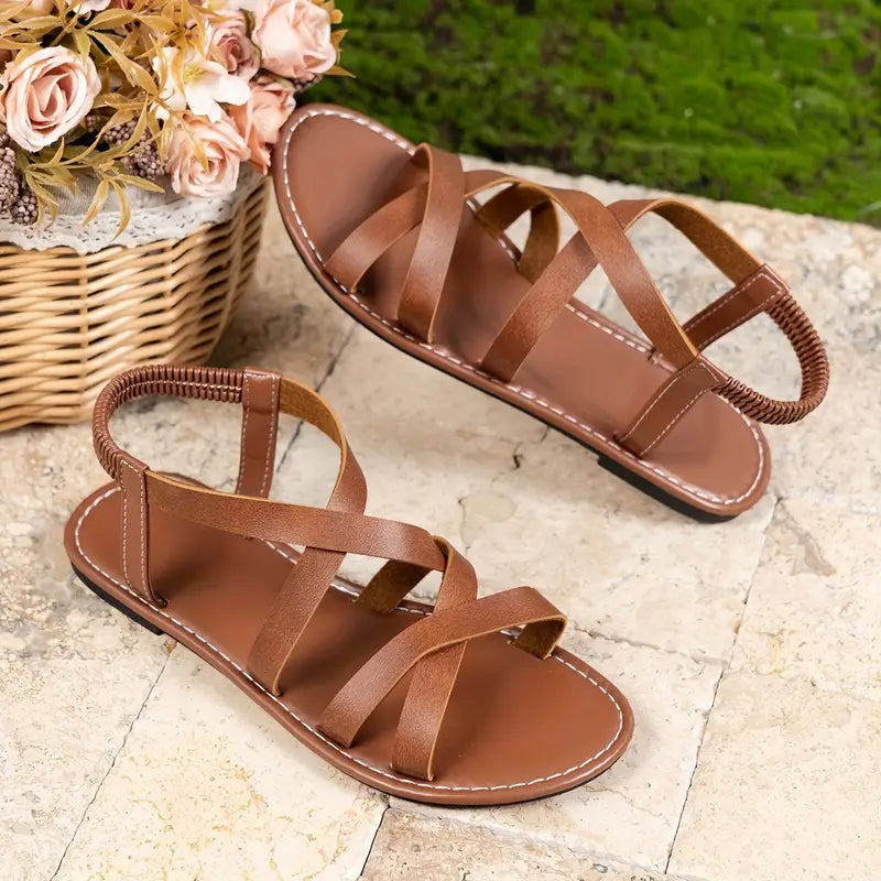 Golden Escape Criss-Cross Flat Sandals