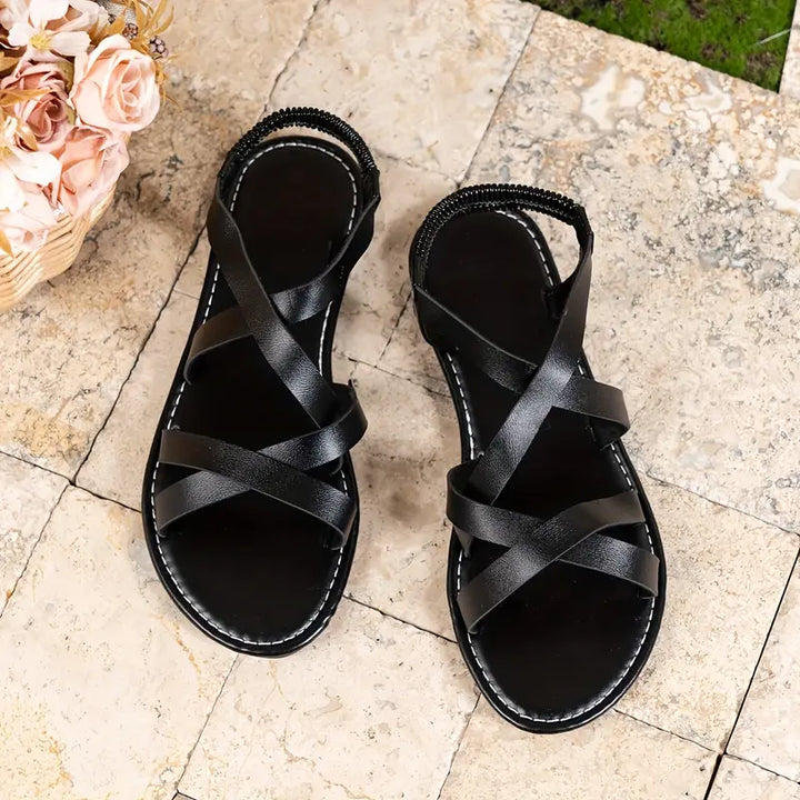 Golden Escape Criss-Cross Flat Sandals