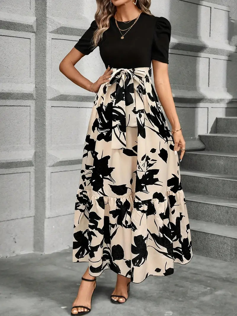 Modern Grace Bow-Tie Waist Maxi Dress