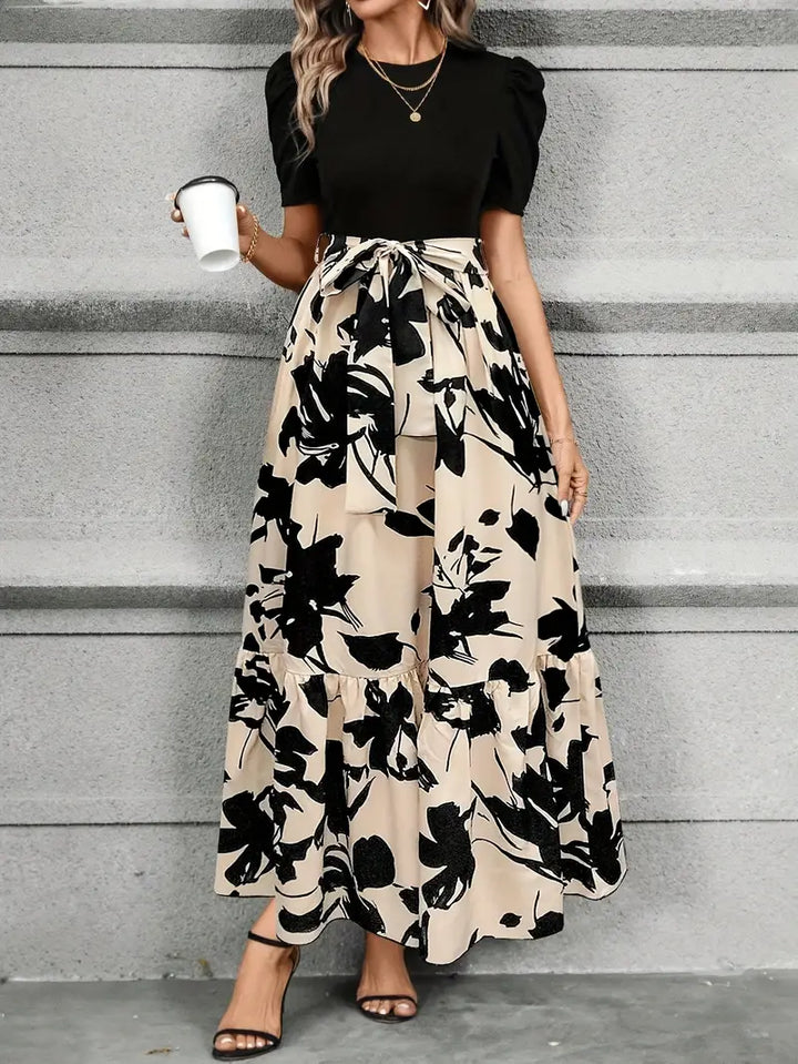 Modern Grace Bow-Tie Waist Maxi Dress