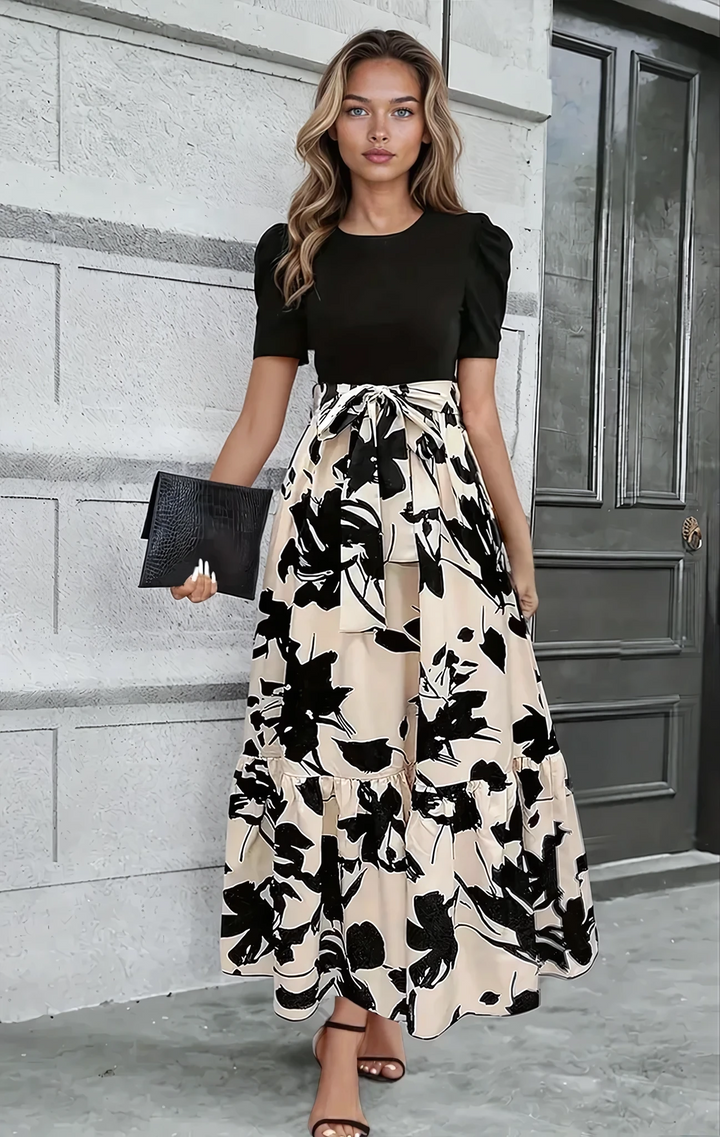 Modern Grace Bow-Tie Waist Maxi Dress